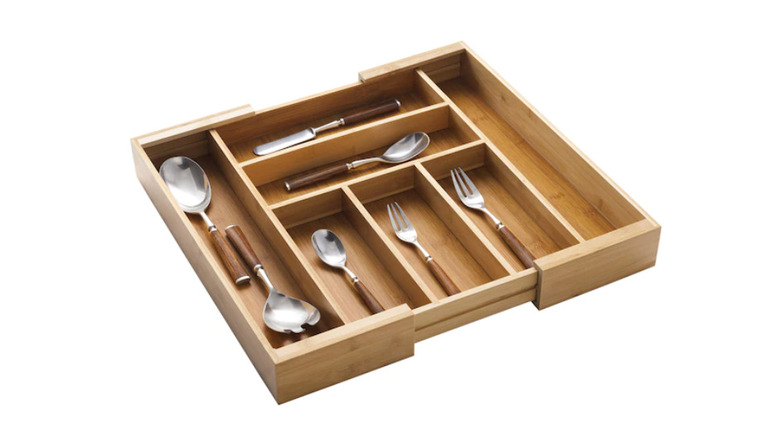 Silverware in bamboo organizer