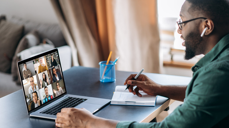 Man on computer video call 