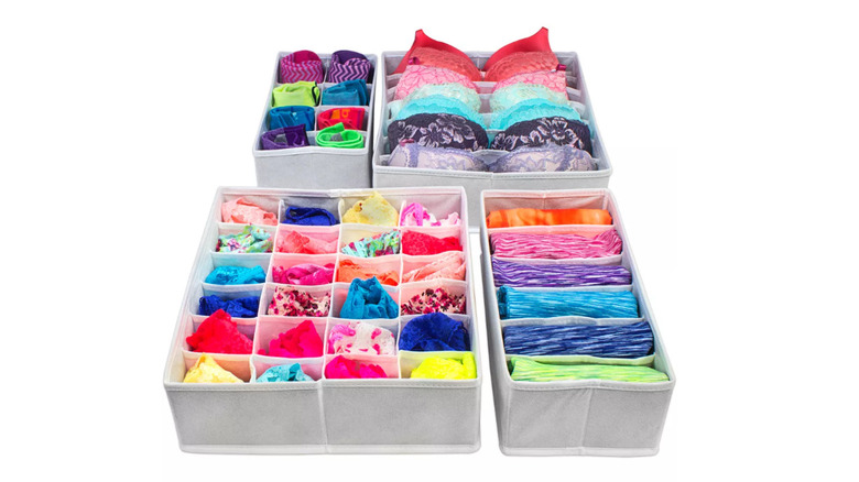 Fabric storage cubes with clothing