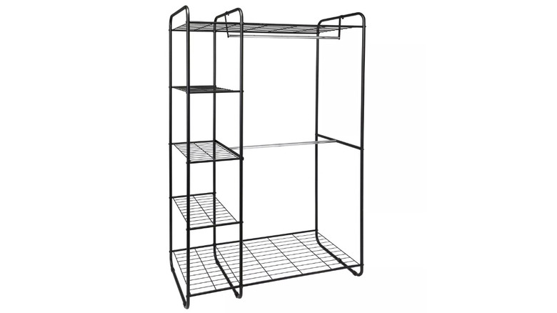 Empty black clothing rack 
