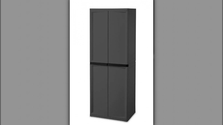 Gray plastic storage cabinet