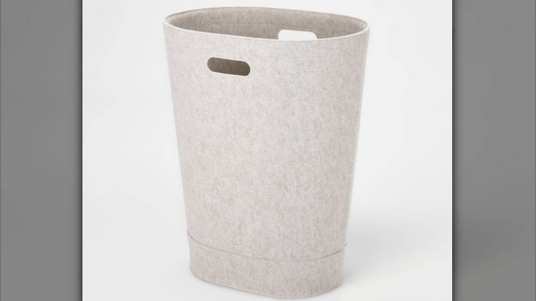 oatmeal-colored felt hamper
