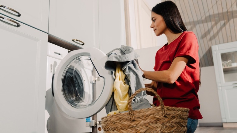 Woman doing laundry