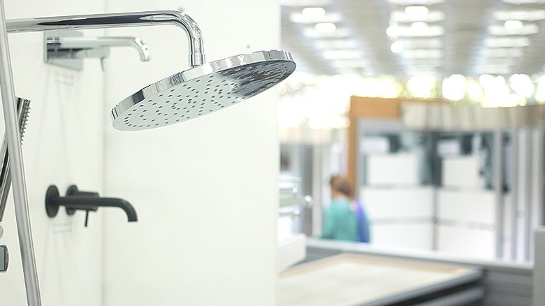 Rain showerhead in retail store