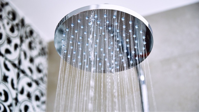 Rain showerhead turned on