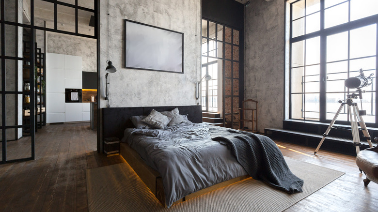 Studio apartment black bed