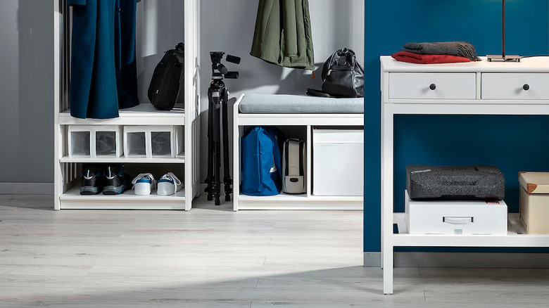 An entryway with an IKEA PANGET Console Table