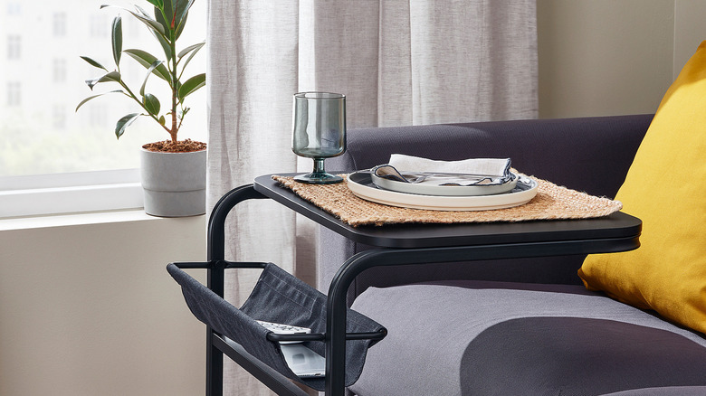 An KEA OLSERÖD Side Table by a couch