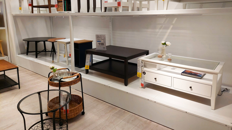 Tables on display at IKEA