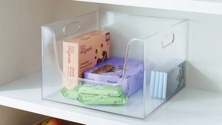 Target Brightroom's All Purpose Open Front Storage Bin being used in a pantry