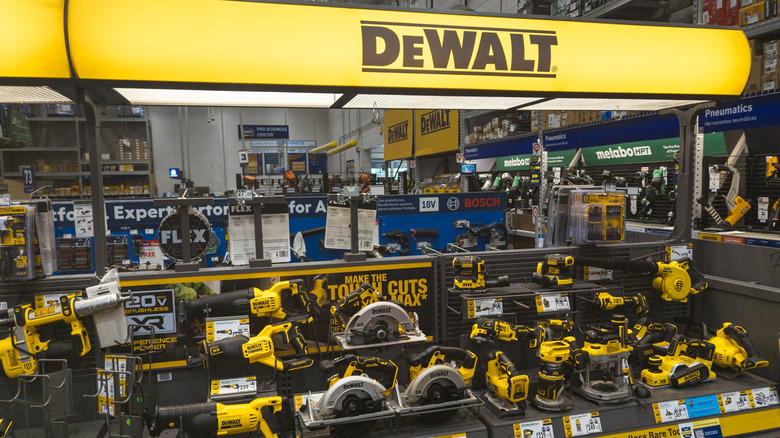 DeWalt tools on display at a retailer