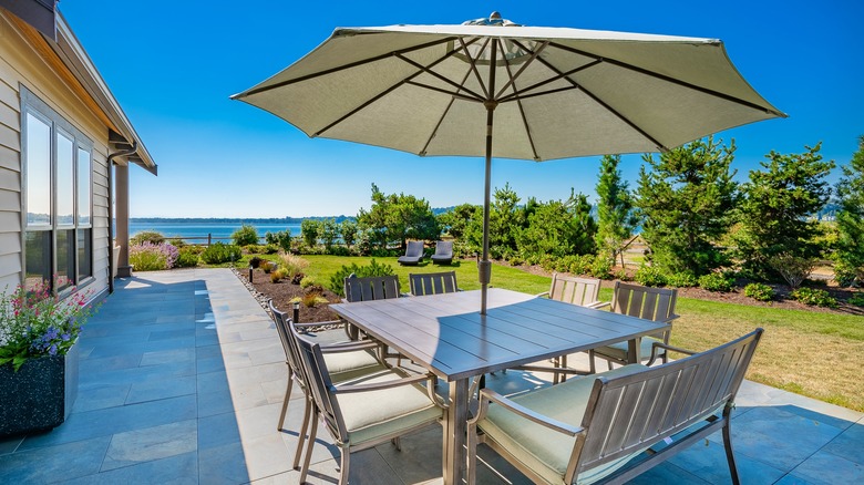 Patio table with umbrella