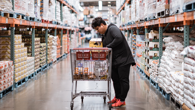 Woman shopping alone at Costco