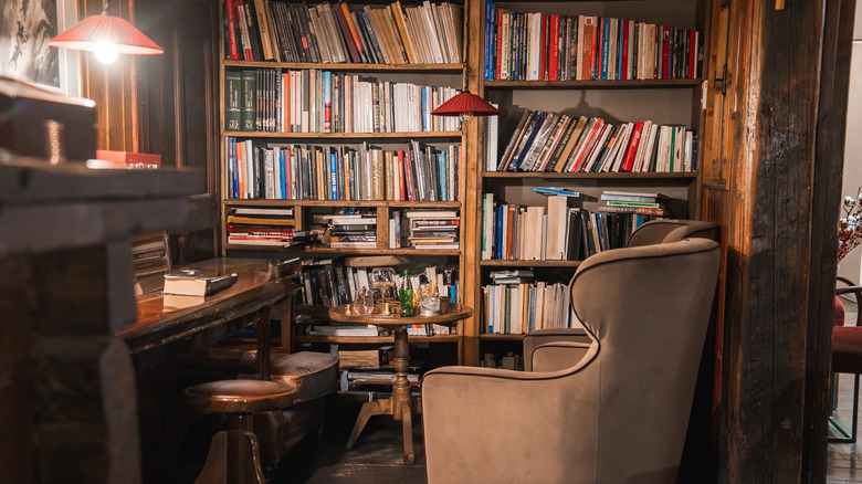 small reading nook in corner