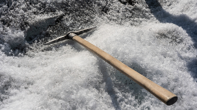 A pick that has been used to break ice