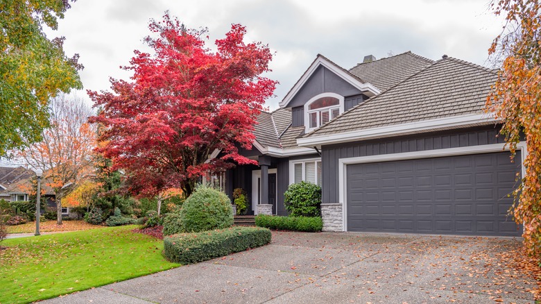 a nice house with front-facing garage door