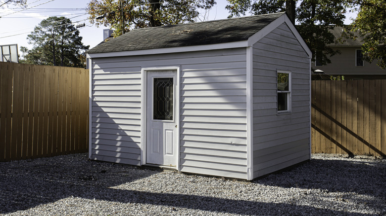 backyard shed built on gravel