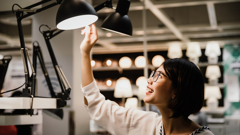 Woman looking at light