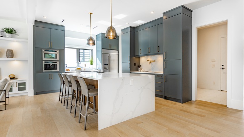 Kitchen with gray cabinets