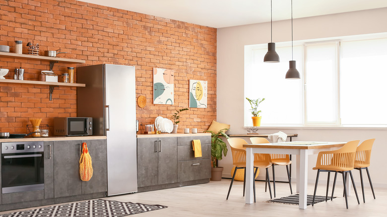 brick wall in kitchen