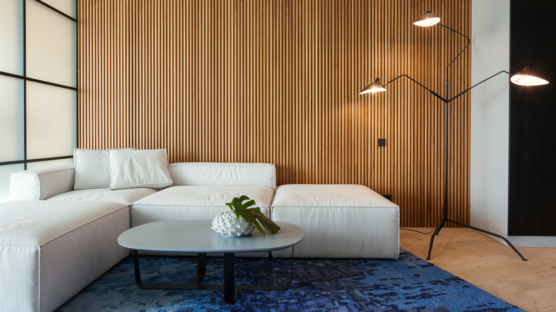 wood paneling in living room