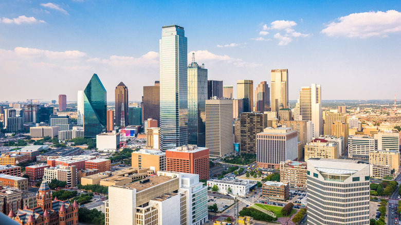 downtown Dallas arial view