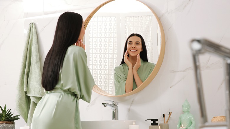 Woman in bathroom