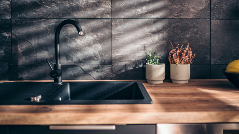 black kitchen sink