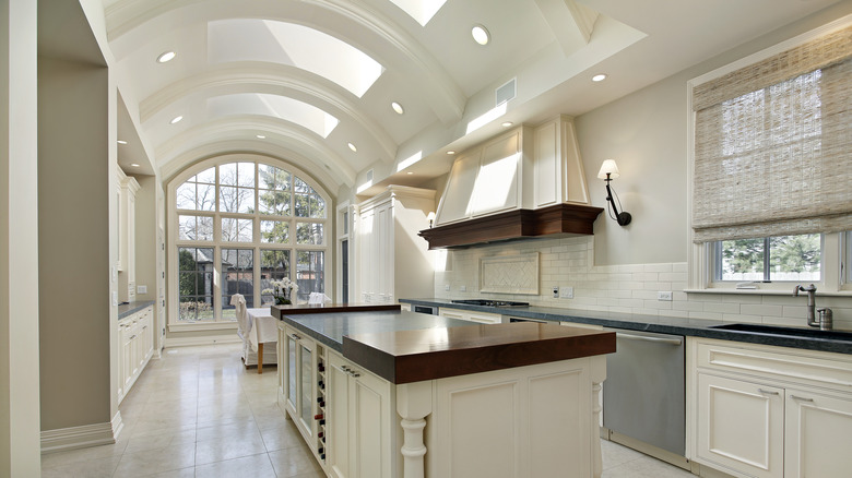 kitchen with cove ceiling 