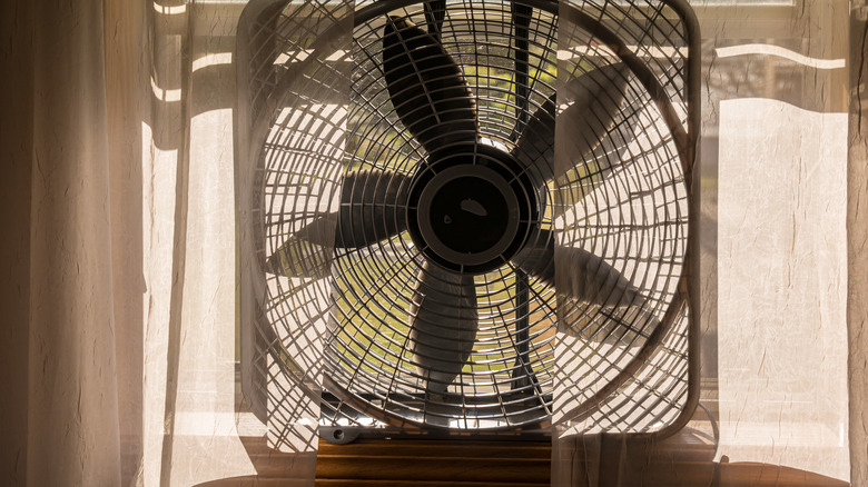 Box fan in window