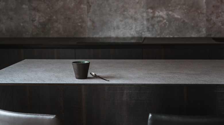 Concrete countertop with coffee cup