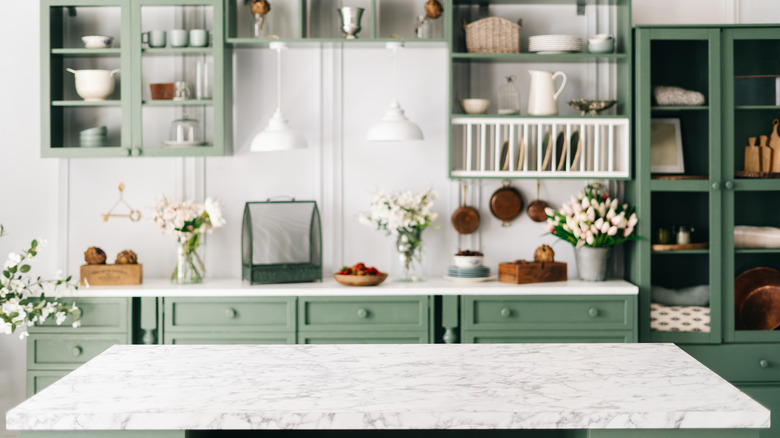 kitchen with marble countertop