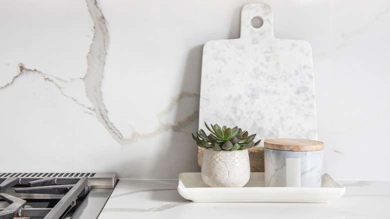 styled quartz countertop