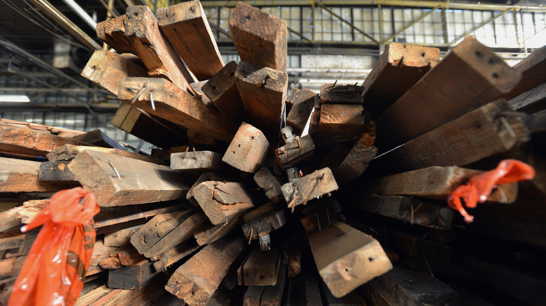 pile of reclaimed wood