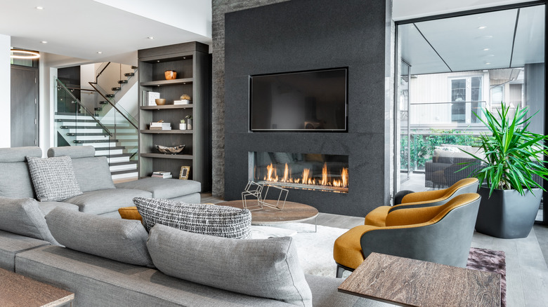 slate gray fireplace living room