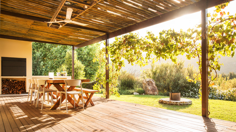 Covered patio on sunny day
