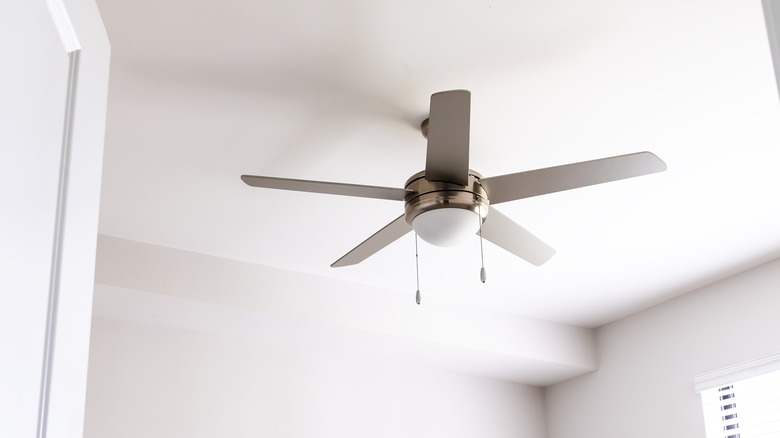 Ceiling fan in white room