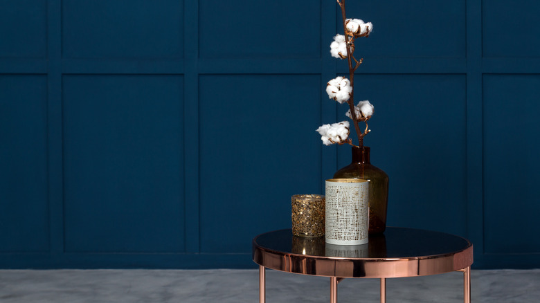 vases on copper table