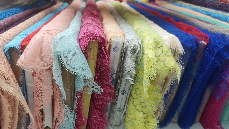 Different colored lace scarves