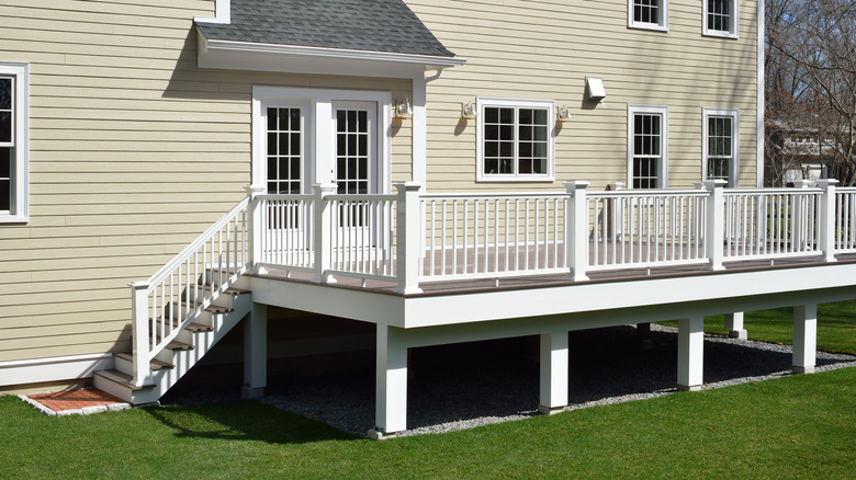 home with raised composite deck