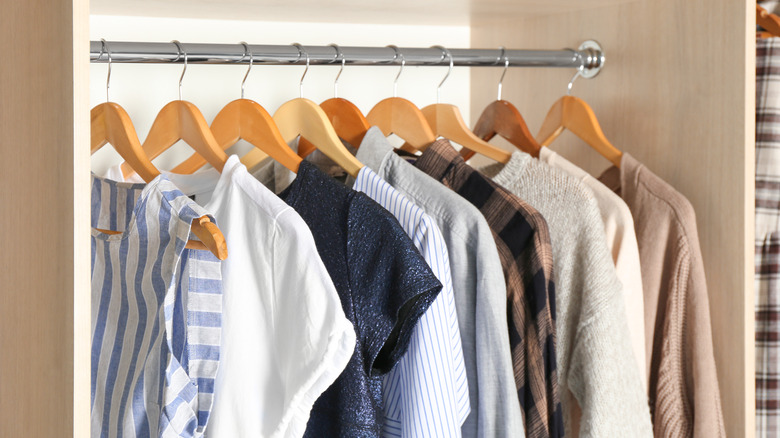 clothes on wooden hangers