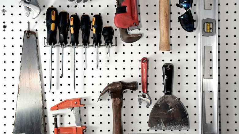 peg board with tools