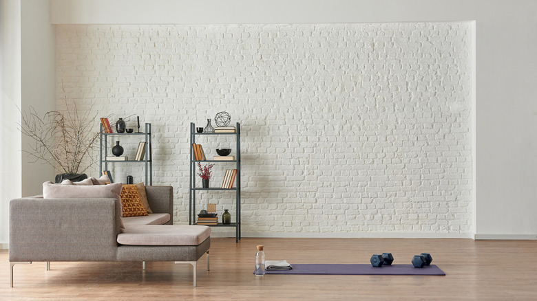calm living room yoga mat