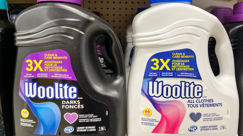 Bottle of Woolite Darks and Bottle of Woolite All Colors