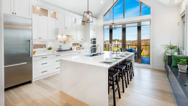 Large clean white kitchen