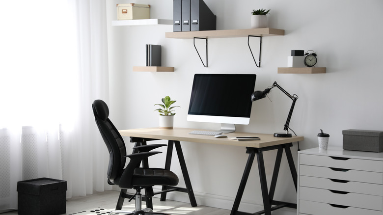 tidy office desk and chair