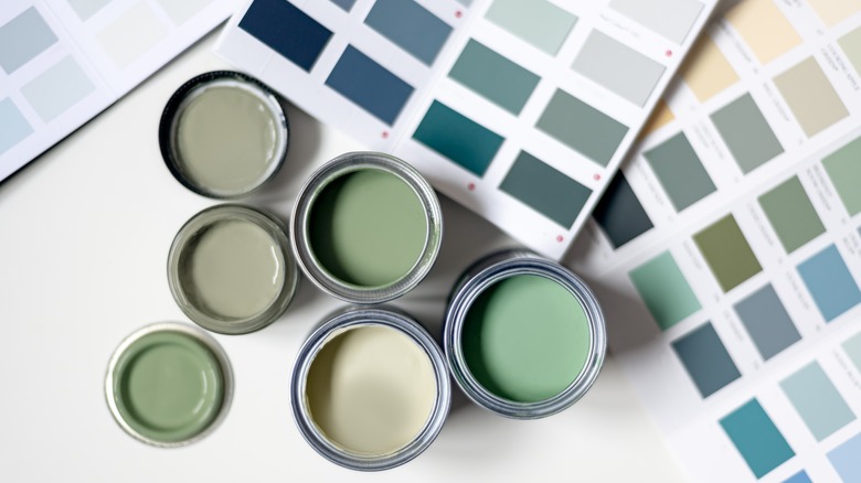 Shades of green paint