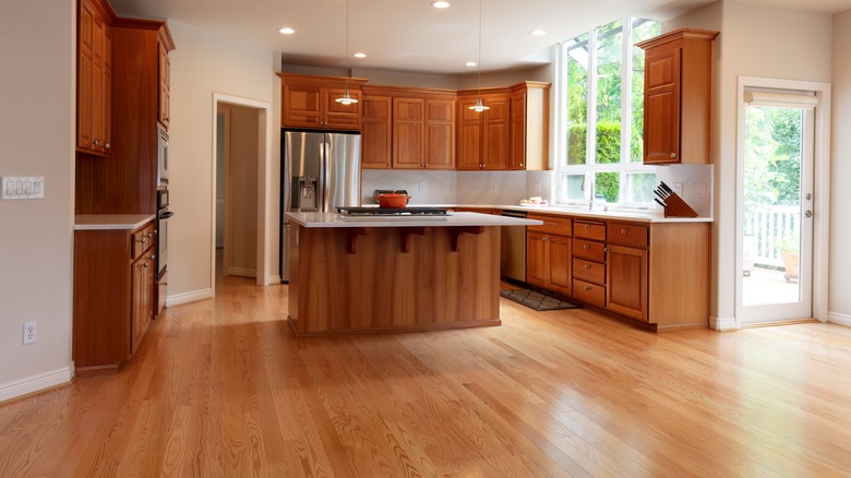 Oak hardwood floor in kitchen
