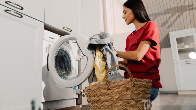 woman doing laundry