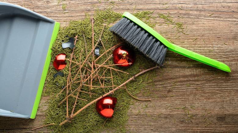 cleaning up Christmas tree